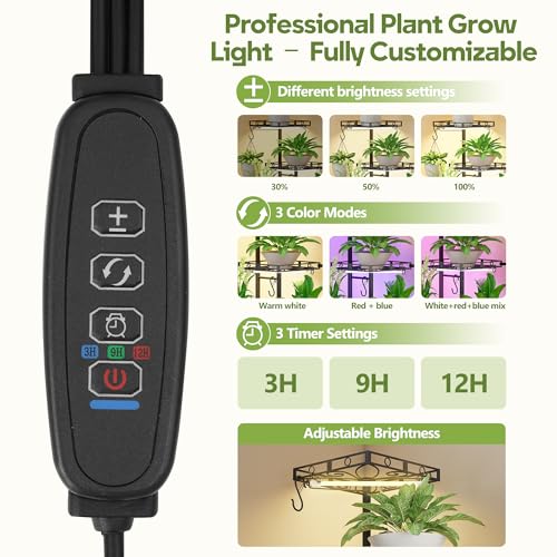 Plant Stand Indoor with Grow Lights (Black / 7-Tier with grow light)