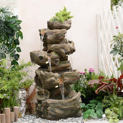 40.6" H Wood Like Water Fountain Indoor & Outdoor 5 (Wood - 40.6 Inch)