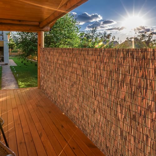 Brown 6FT X16.4FT Reed Fencing Roll Bamboo Privacy Fence Screen