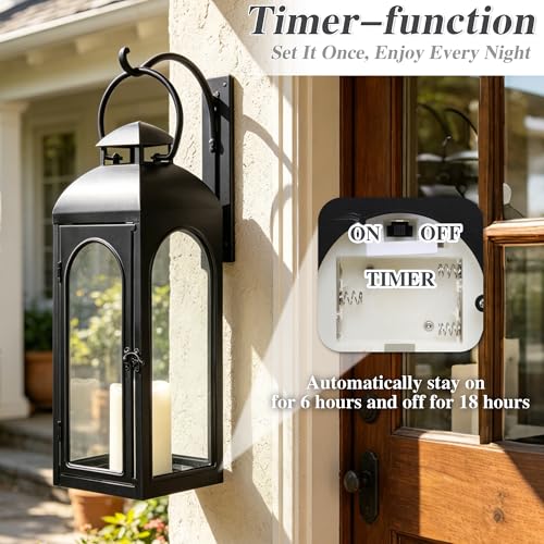 Decorative Outdoor Lantern Candle (Black Lantern Timer / 20 Inch)