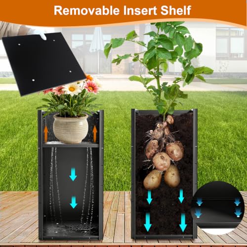 15"x15" x 30" Tall Metal Planter Box 2 Pack (Black / 15" L x 15" W x 30" H)