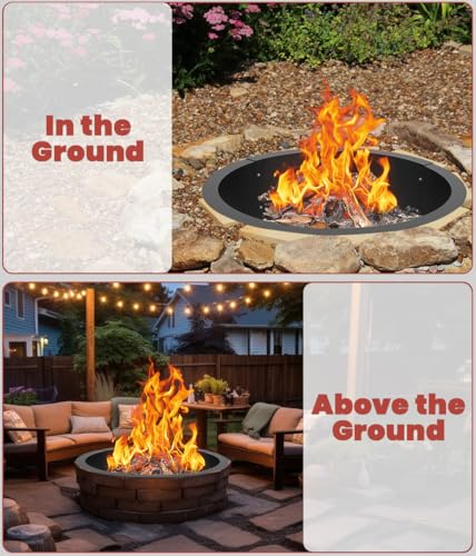 31 Inch Inner Round Fire Pit Ring Insert for Outside Wood Burning