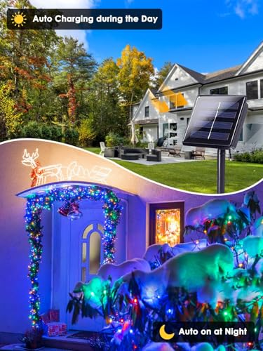 Solar Christmas Lights Outdoor 2 Pack 200 LED 66FT String Light Multicolor (Multicolor / 2 Pack)
