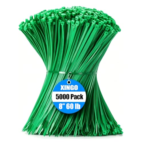 5000 PCS Green Zip Ties 8 Inch (Green / 8 Inch)