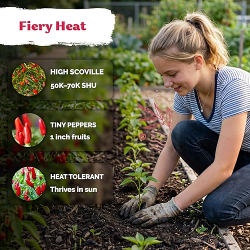 55 Hot Pequin Pepper Heirloom Vegetable Seeds for Planting