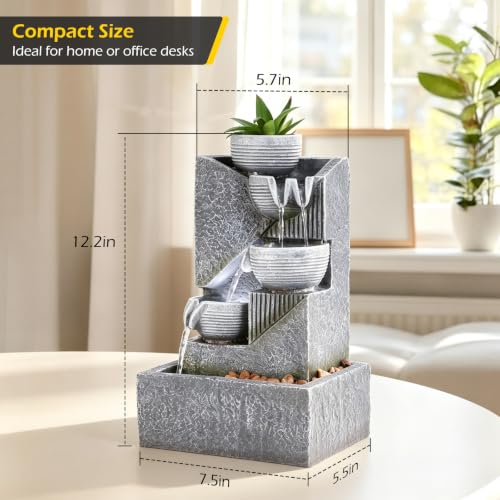 Tabletop Water Fountain Waterfall Fountains Indoor with LED (Style 15)