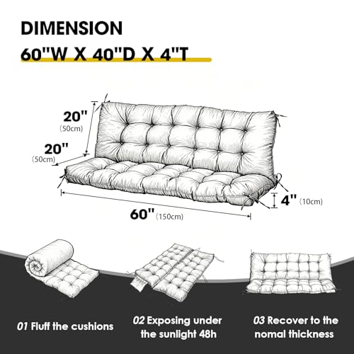 Porch Swing Cushions (Khaki / 60x40in)