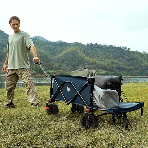 47" L Collapsible Wagon with Tailgate & Brake (Blue / 250L)
