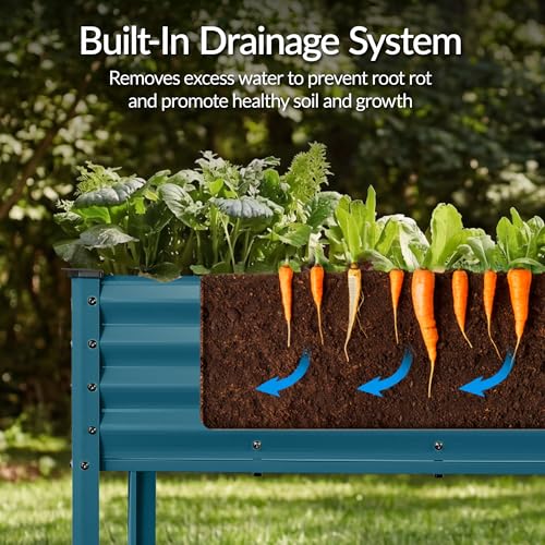 72x24x30in Non Toxic Galvanized Raised Garden Bed (72x24x30in / Peacock Blue)