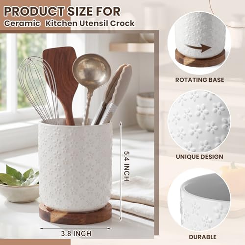 Utensil Holder for Counter (Flower Emboss / 7.2" x 6.3")