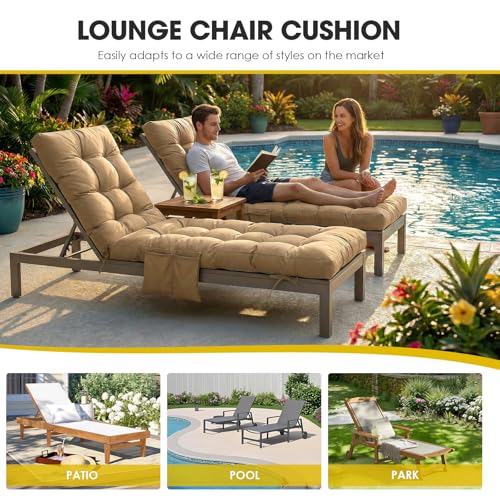Outdoor Chaise Lounge Chair Cushion (Beige / 72x22.4x4.7)