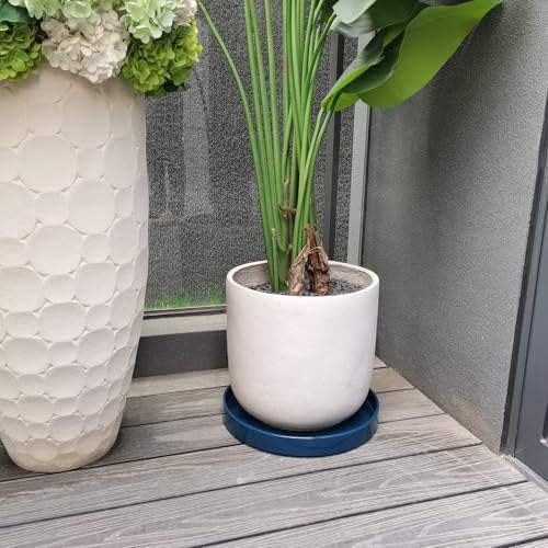 Ceramic Plant Saucer Pot Tray 14.5 Inch (14.5in(1 Pack) / blue)