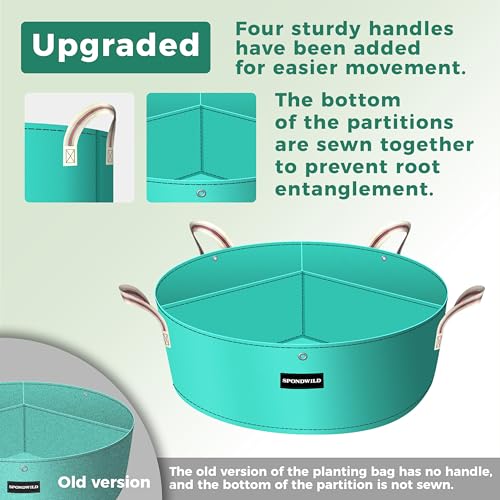2 Pack 100 Gallon 3 Grids Plant Grow Bags for Vegetables (100 gallon)