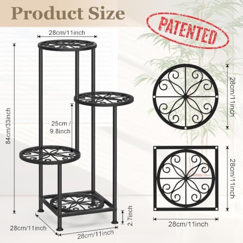 4 Tier Plant Stand Indoor Outdoor (Flower Black / 4 Tier)