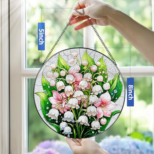 8 Inch Stained Glass Ornament (Lily of the Valley B)