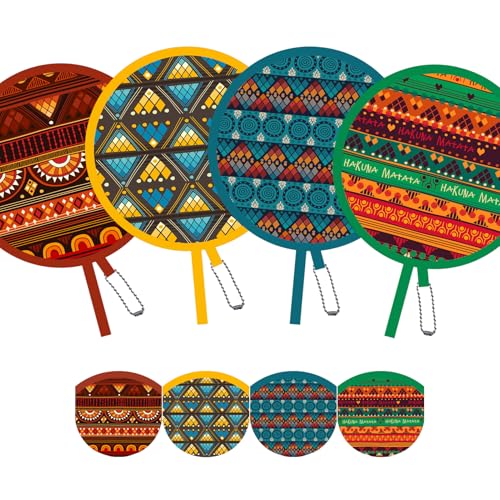 4 Pack Ethnic African Print Folding Hand Fan (Boho Ethno)