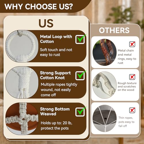 Macrame Hanging Planters Indoor Plant Hanger (White C)