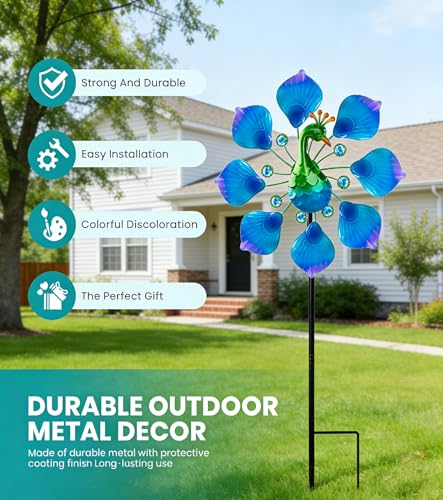 44" Peacock Garden Wind Spinners (44" Peacock)