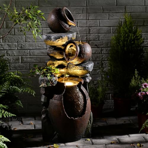 Outdoor Garden Water Fountain for Garden 38.4" H (Stone - 38.4 Inch)