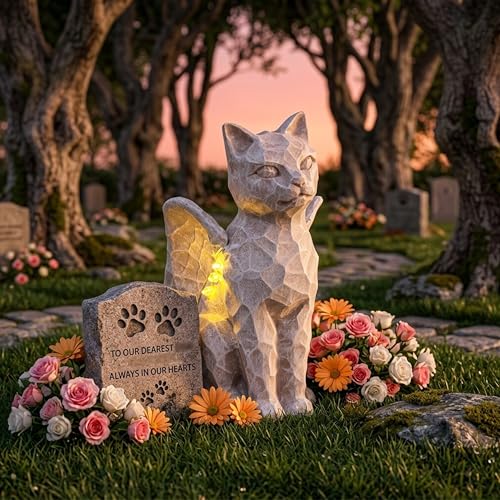 Solar Angel Cat with LED Lights (Cat With Wings / 1-piece)
