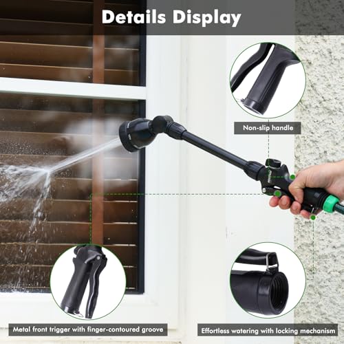 Heavy Duty Metal Hose Wand (Flash Black / 16 inch - 180° Swivel)