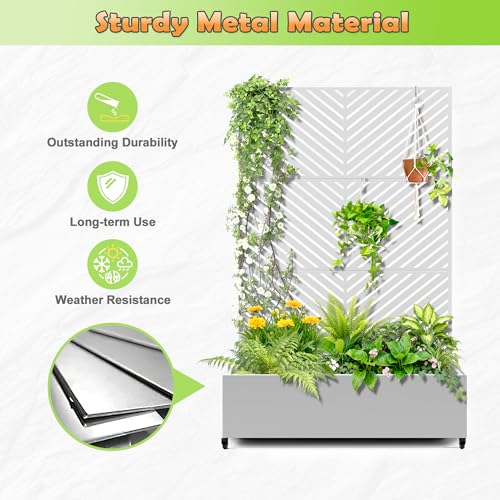 Metal Raised Garden Bed (White-parallel / 71" x 47" x 16")