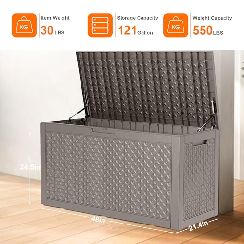 121 Gallon Outdoor Storage Box Waterproof (Gray / 121 Gallon)