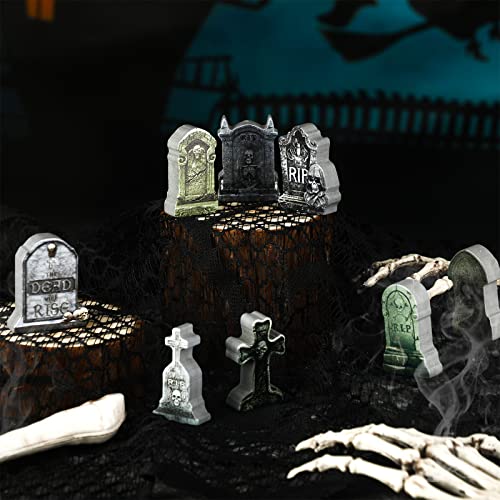 9 Pcs Halloween Tombstones Figurine Mini Village Tombstone (9 Count)