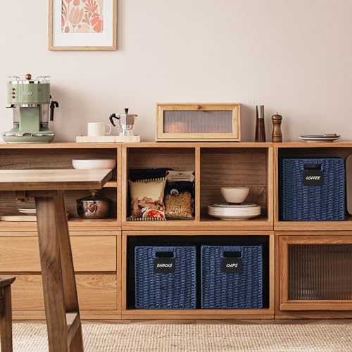 4 Pack Wicker Basket (Blue / 4pack-10.5L×10.5H×9.5W)