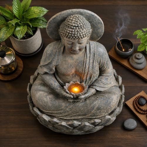 Buddha Zen Statue Water Fountain (Gray)