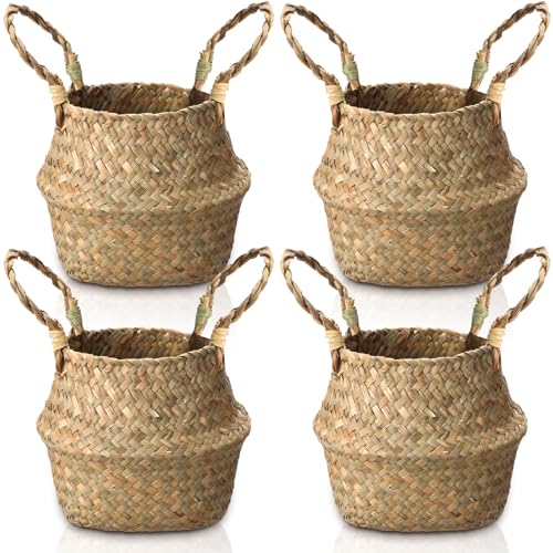 4 Pcs Woven Seagrass Baskets Belly Basket (4 Count)