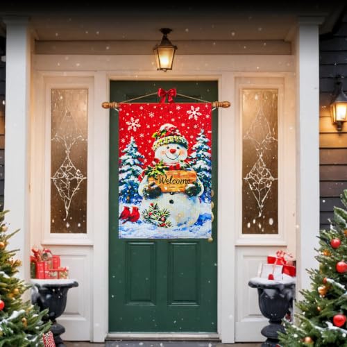 12×18 Christmas Snowman Garden Flag (Red / 12×18inch)