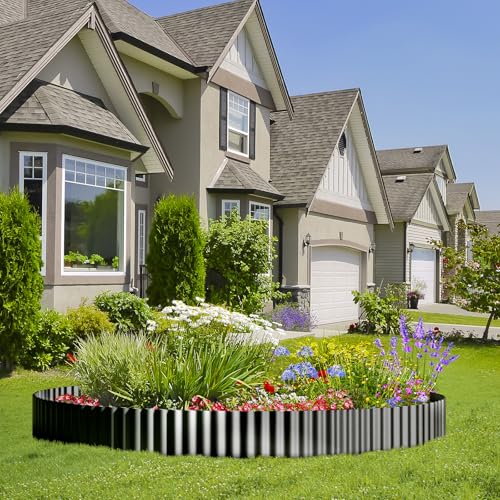 Corrugated Garden Edging Border (Glossy Black / 12 Inch×50 Ft)