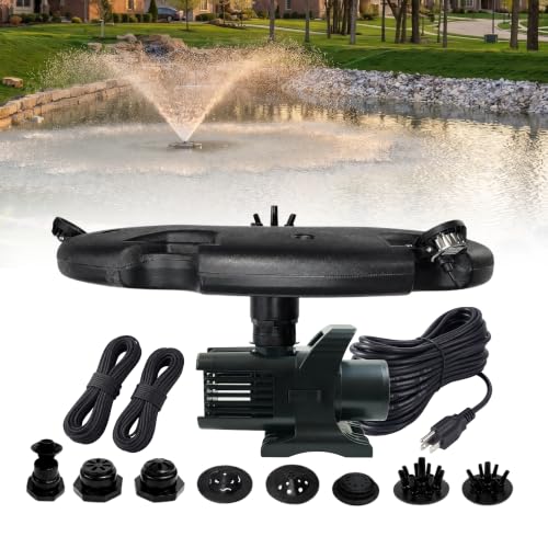 1.75 HP Floating Fountain & Aerator for Ponds and Lakes with 100 ft Cord (1.75 HP Pump-100' Cord / White Lights)