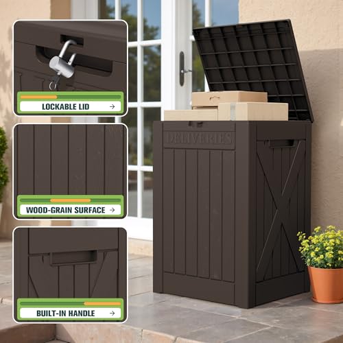 52 Gallon Large Outdoor Package Delivery Box (Brown / 52 Gallon)