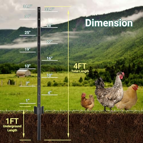 Metal Fence Posts 4 FT Black (Black / 4FT-10Pack)