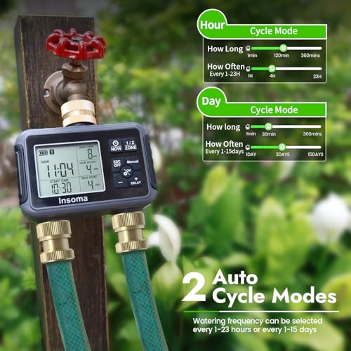 Water Timer with Brass Inlet (Black / 2 Outlets)