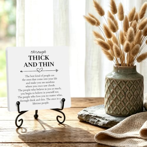 Best Friend Gift for Home Office Book Shelf Table Decor 6.3x6.3 In 01 (Multicolor 1723 / Wooden sign with iron frame（6.3 x 6.3 inches）)
