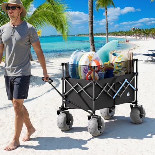 Beach Wagon with Big Wheels for Sand (Black / 380L)