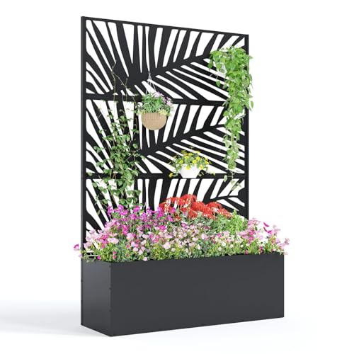 Metal Planter Box with Trellis 71"x47"x16"