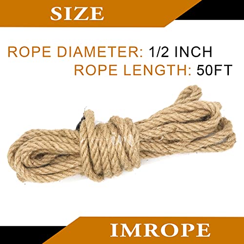 1 2 Inch Diameter Jute Rope (Natural Jute / 13mm x 50 Ft)