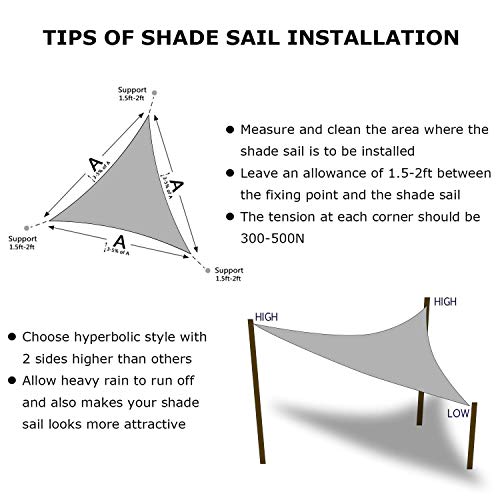 16'x16'x16' Sun Shade Sail Gray Curved Triangle (Gray / 1 6' X 1 6' X 1 6')