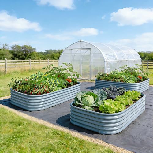 4 Pcs 6x4x1.5ft Galvanized Raised Garden Bed (Gray / 6x4x1.5ft)