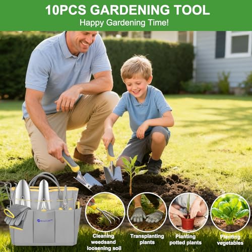 Gardening Tools 10 (10PCS Yellow Gray)