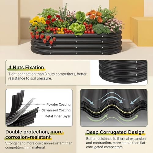 2Pcs 8ft Galvanized Steel Raised Garden Bed (8×4×1ft(2pcs） / 2-grey)