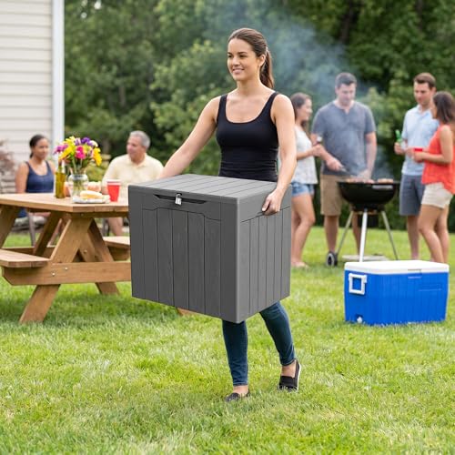 33 Gallon Resin Deck Box All Weather Outdoor Storage Boxes (Gray / 33 Gallon)