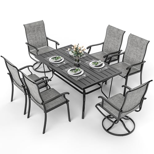 7 Piece Outdoor Dining Set (Charcoal / 7-Piece(38.9"))