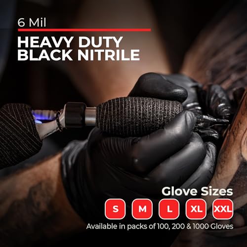 Heavy Duty 6 Mil Black Nitrile Gloves (X-Small)
