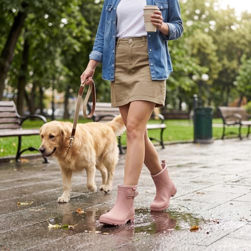 Women's Waterproof Short Rain Boots Ankle Rubber Garden Shoes