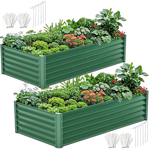 2pcs 6 x 3 x1.5 FT Raised Garden Bed Kit (Green / 6x3x1.5 2pcs)